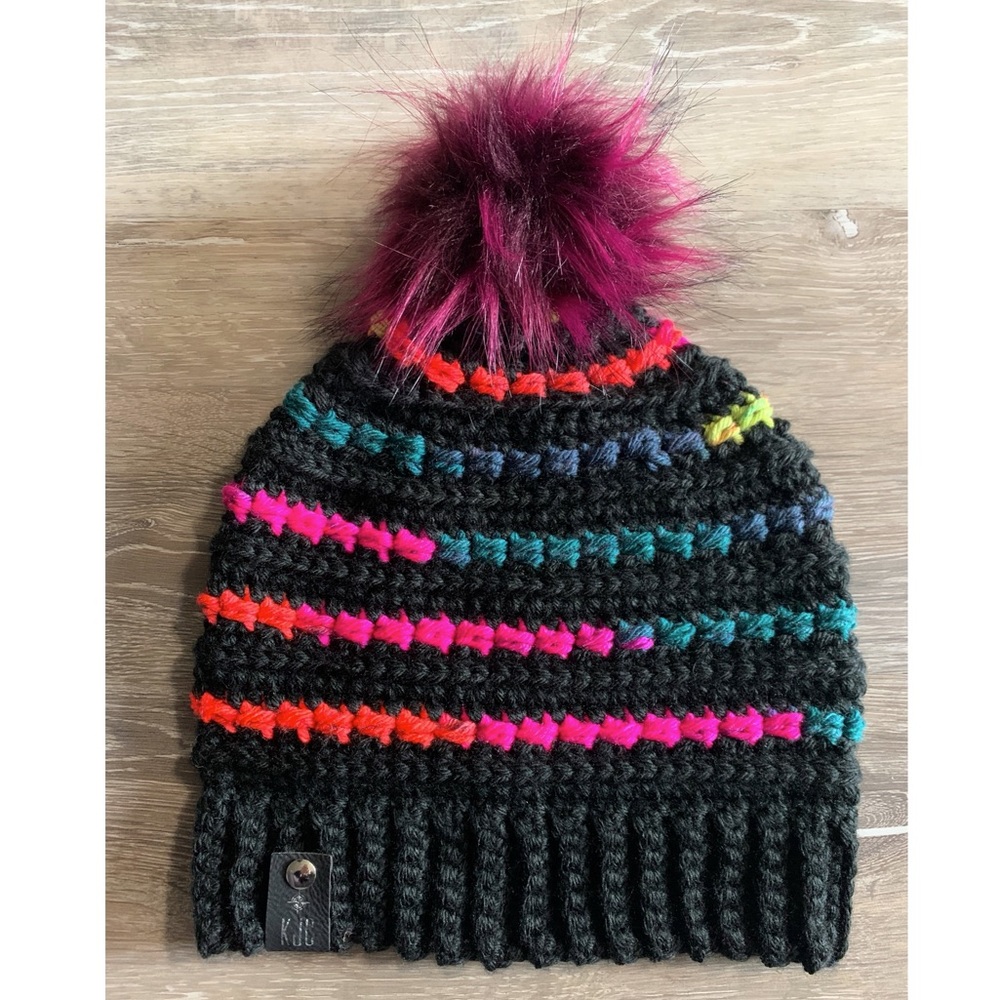Wild Child Rainbow Beanie - Crochet Multi Color - Tik Tok Beanie